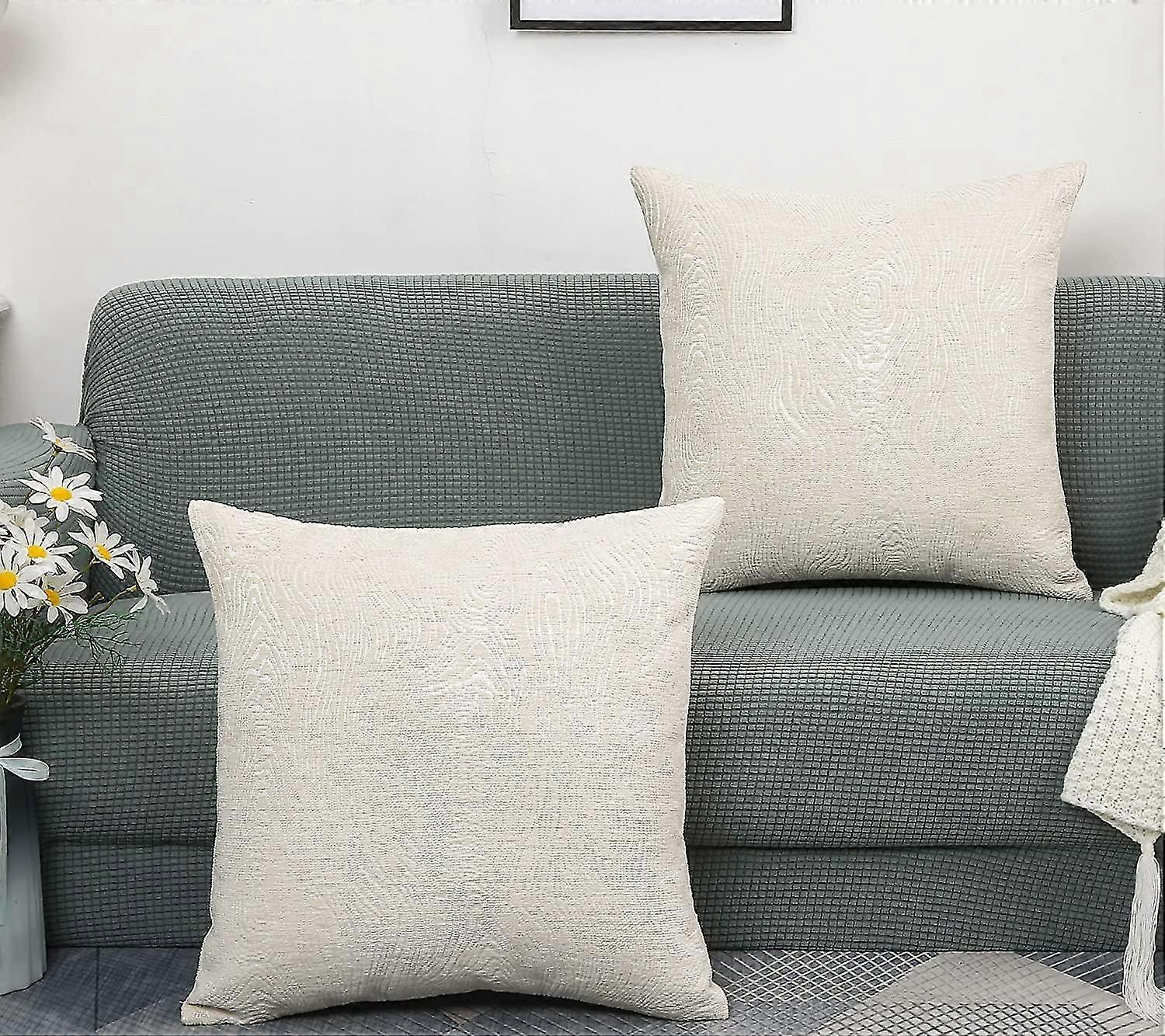 Thick Fuzzy Throw Pillow Covers With Embossed Tree Rings Pattern, Soft & Durable