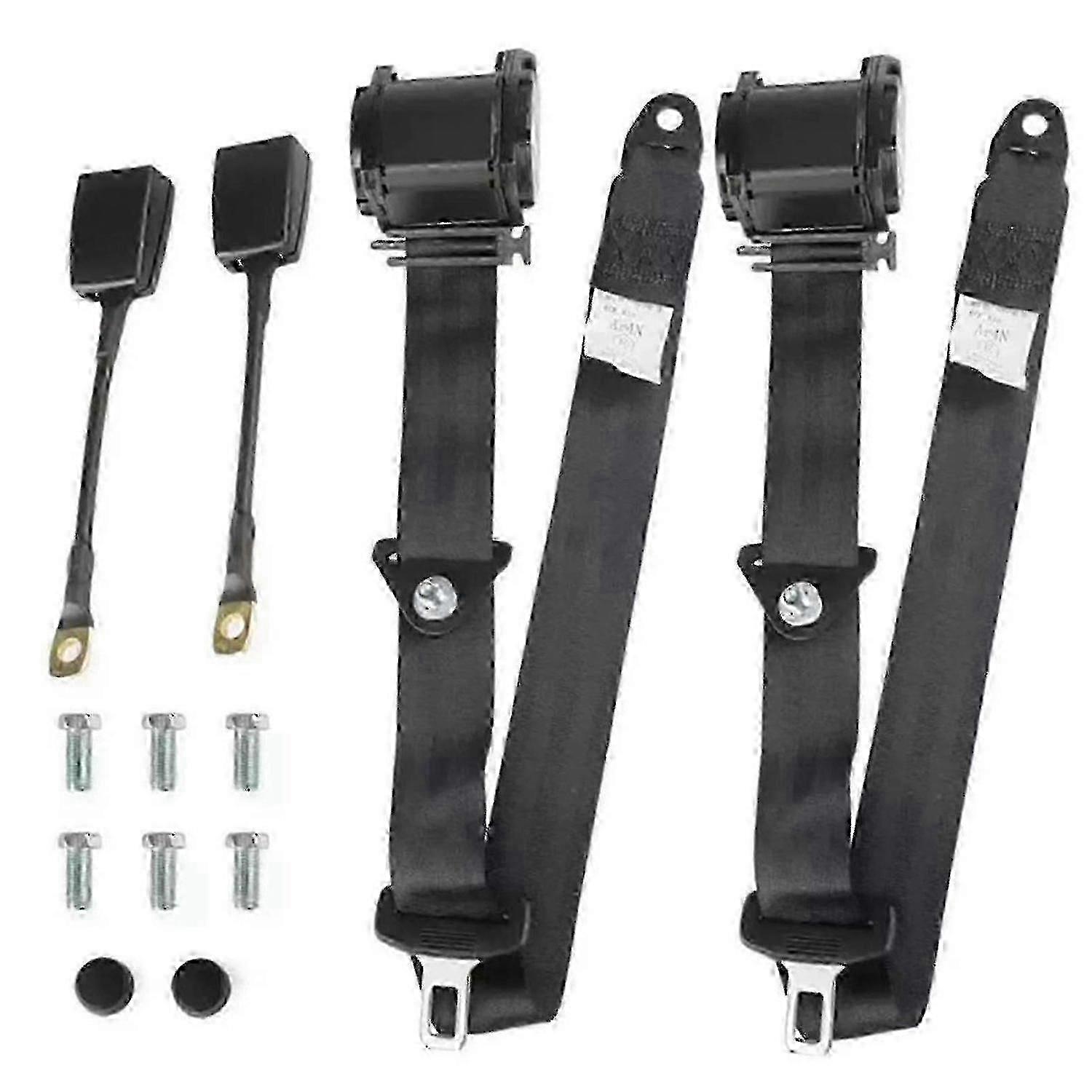 2 Set Universal 3pt Adjustable Retractable Lap Suitable Compatible with Modification Belts Kit (black) 2025