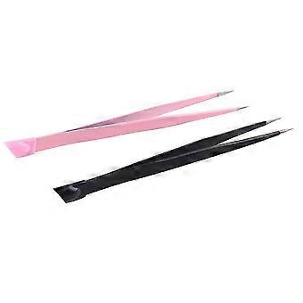 Manicure Tool Dual-Headed Tweezers for Sticker Pressing 2Pcs Set
