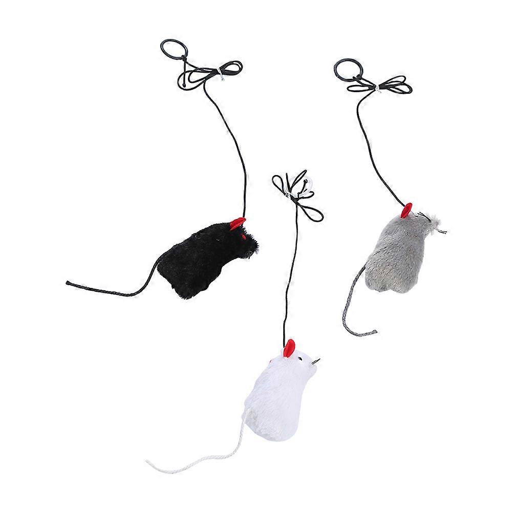 Plush Vocalizing Cat Toy Mouse Shape Interactive Teasing Toy 3Pcs