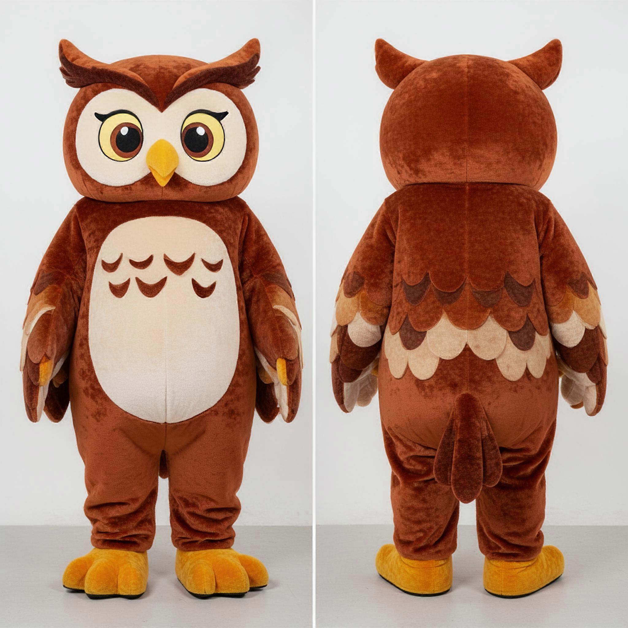 MASTICOT Rust Orange Wide Eyed Owl Mascot