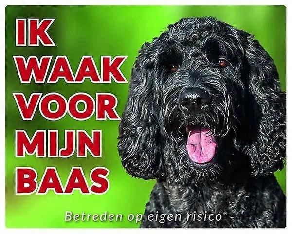Labradoodle Warning Sign - I Watch Out For My Owner Black