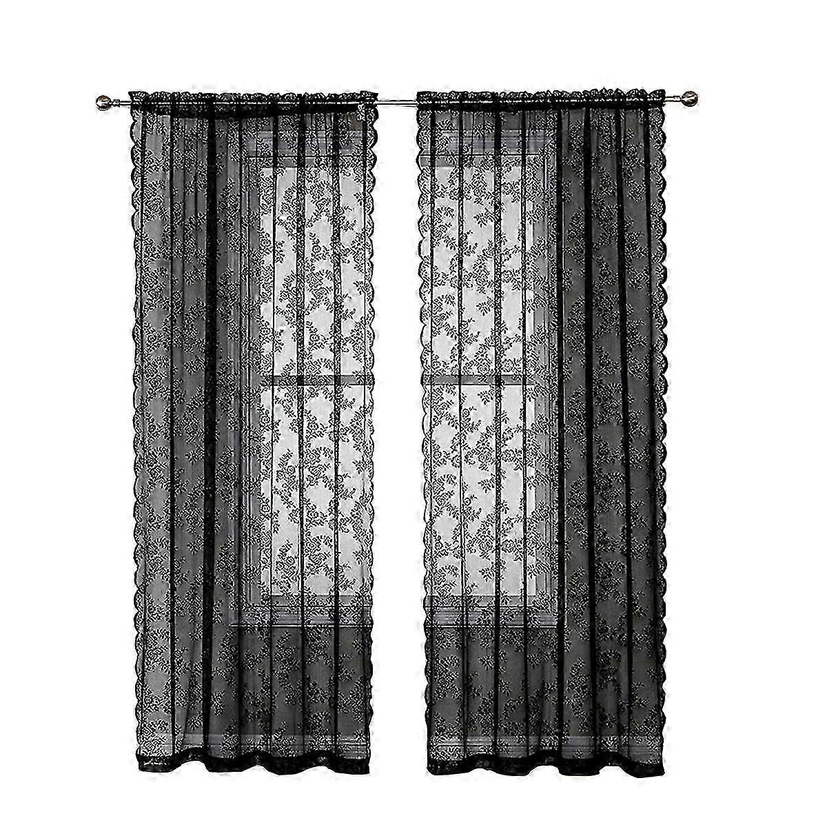 Lace window screen black W:75cm*L:200cm 2pcs