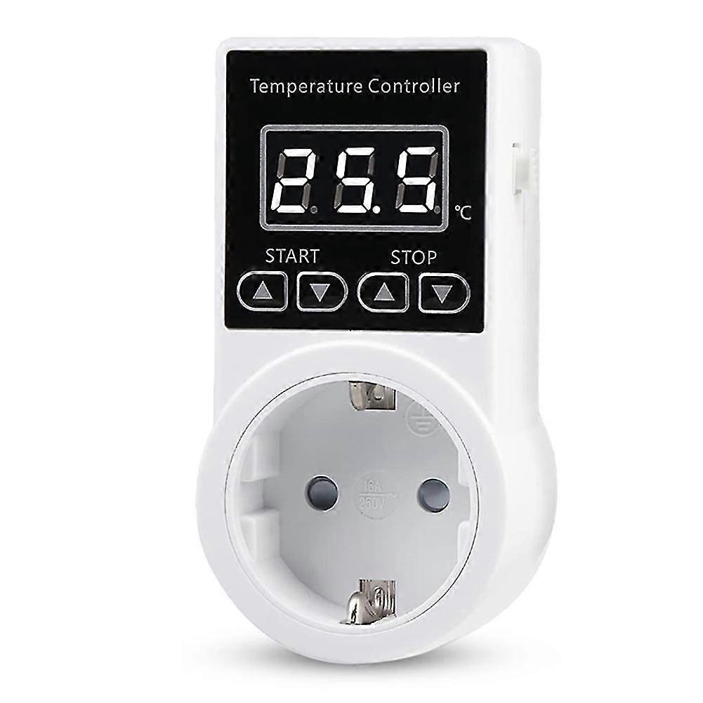 1pcs Thermostat Socket With Sensor, Digital Temperature Controller Socket, Waterproof Temperature Switch Eu Plug