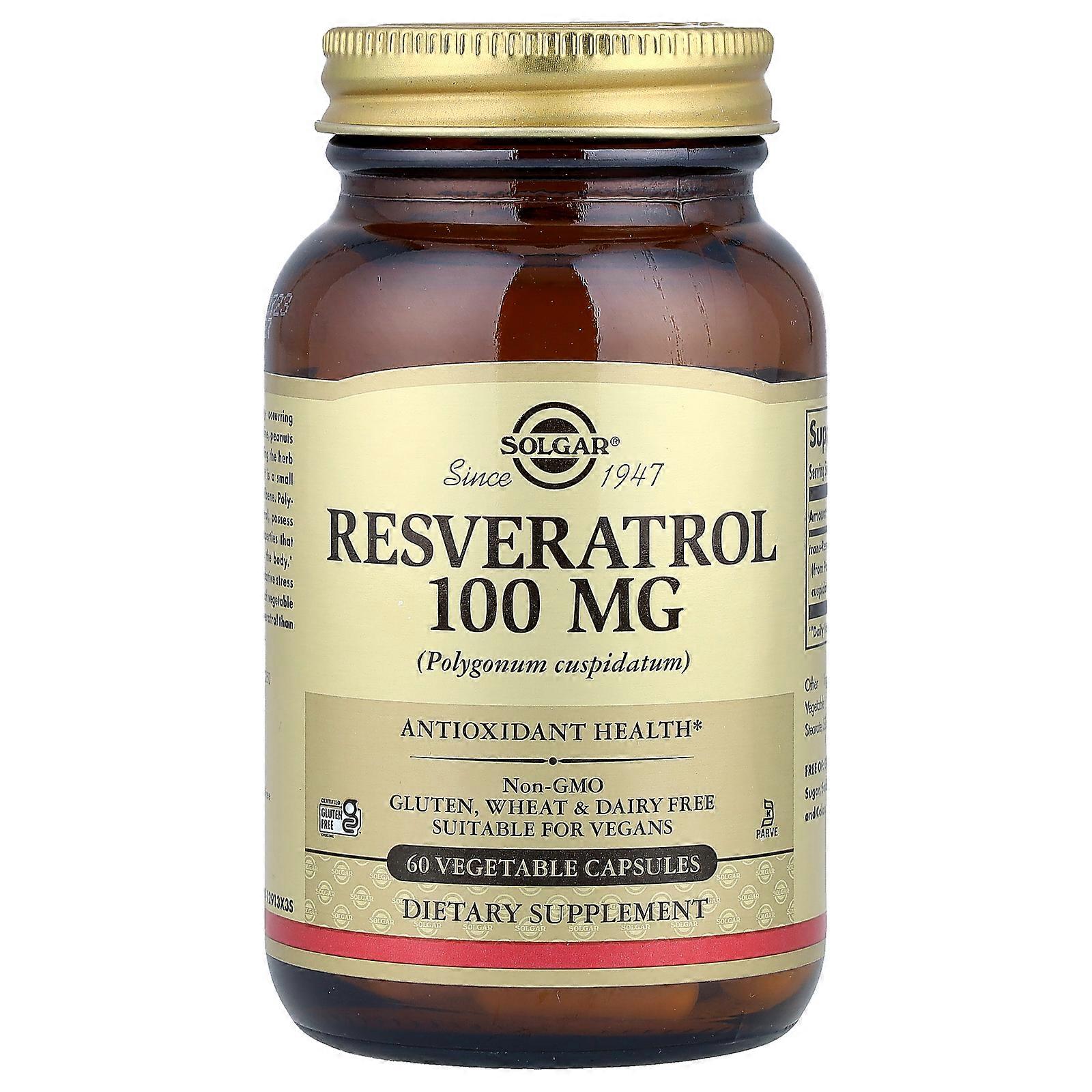 Solgar, Resveratrol, 100 mg, 60 Vegetable Capsules