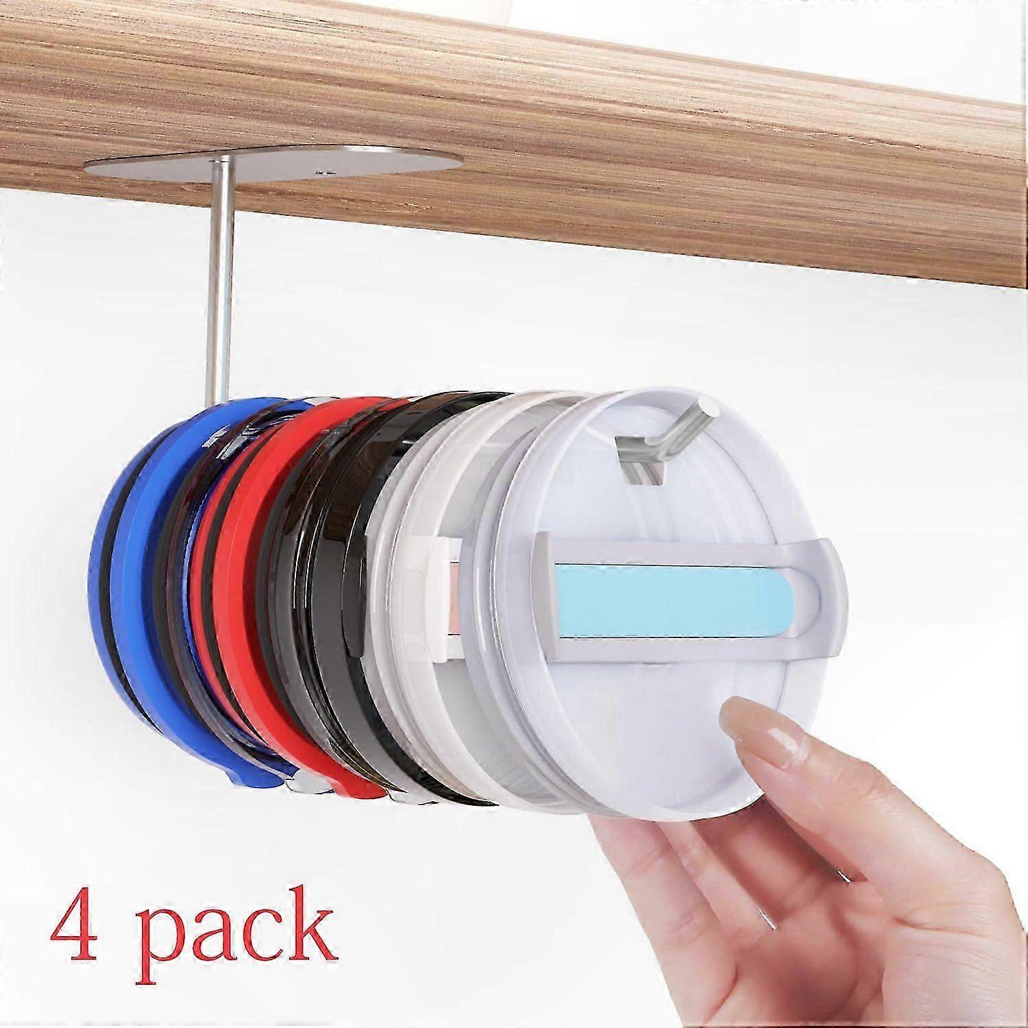 4-Pack Stackable Lid Organizer for Kitchen Storage and Efficiency