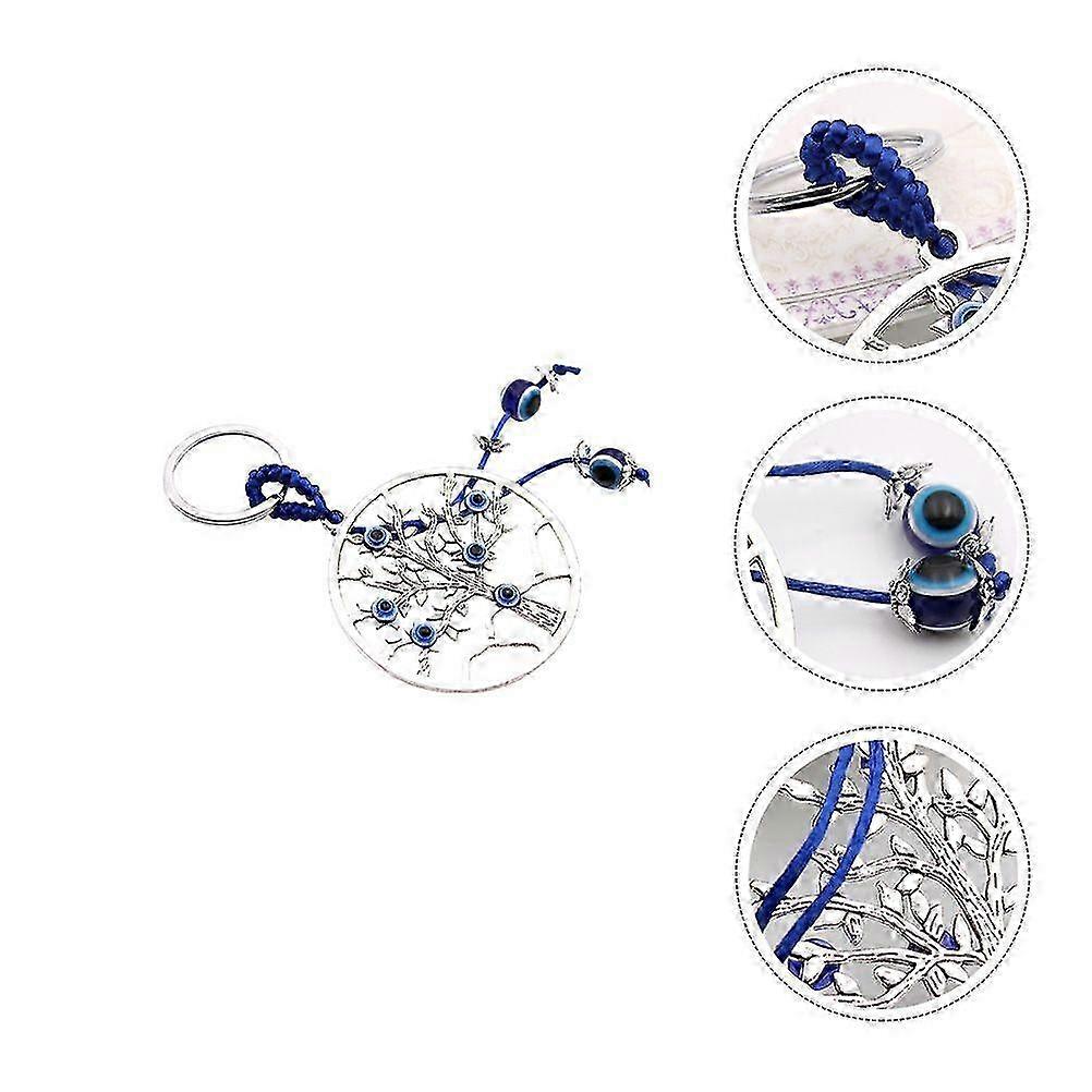 1Pc Decorative Keychain Life Tree Keyring Blue Eye Pattern Key Accessory
