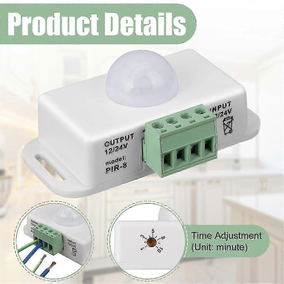6 Pack 12V 24V PIR Sensor LED Motion Sensor Motion Detector