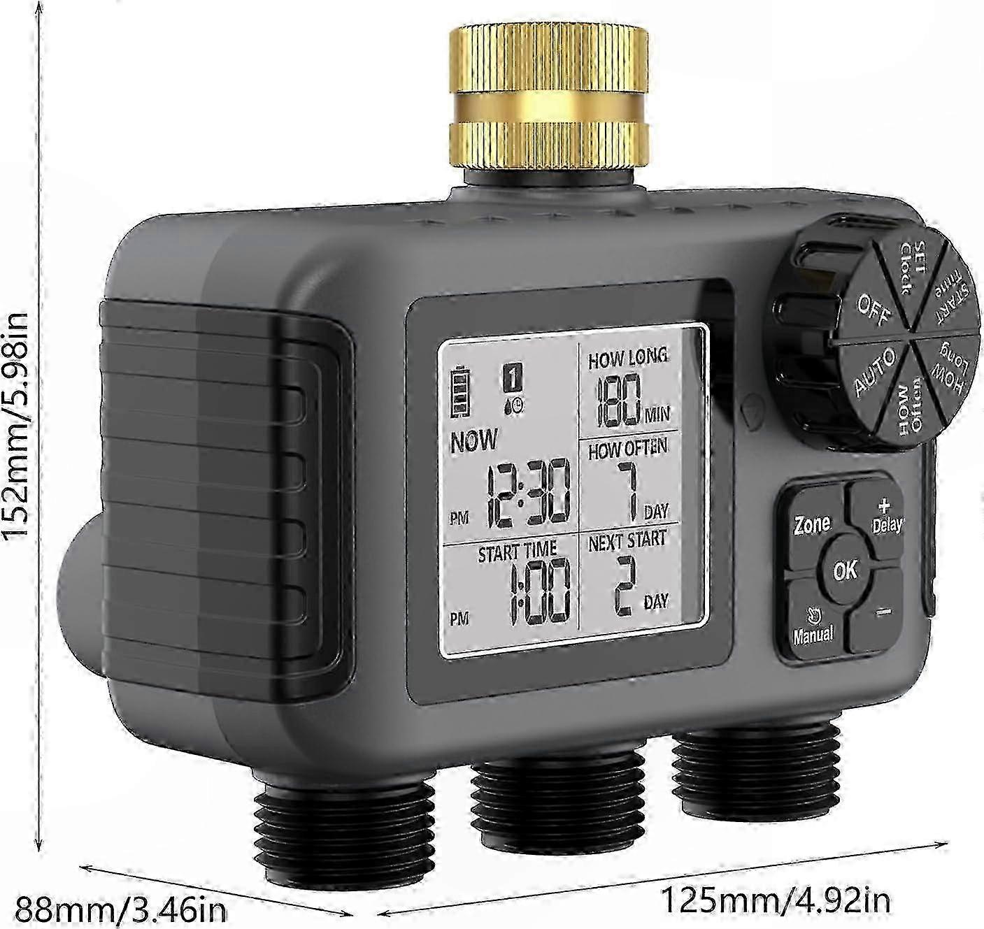 LED Display Dual Zone Outdoor Irrigation Timer, Automatic Watering Controller compatible with Garden Plants