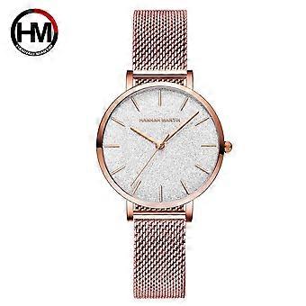 HANNAH MARTIN Klokke Elegant Håndledd Dameklokke Rustfritt Stål Rem Mote Quartz Dameklokke