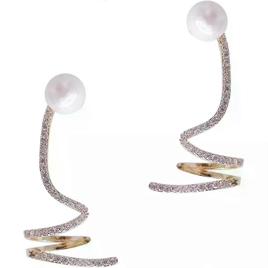 Climber Earrings Golden Rhinestone Decorative Effect