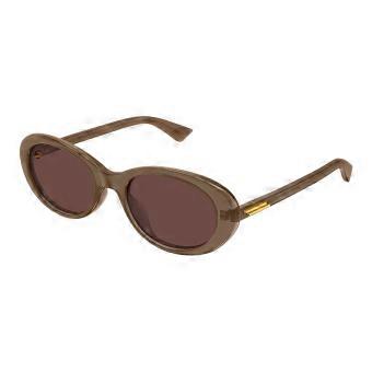 Bottega Veneta BV1415SK Asian Fit 006 Full Rim Transparent Brown Women Oval Sunglasses UV3 Original