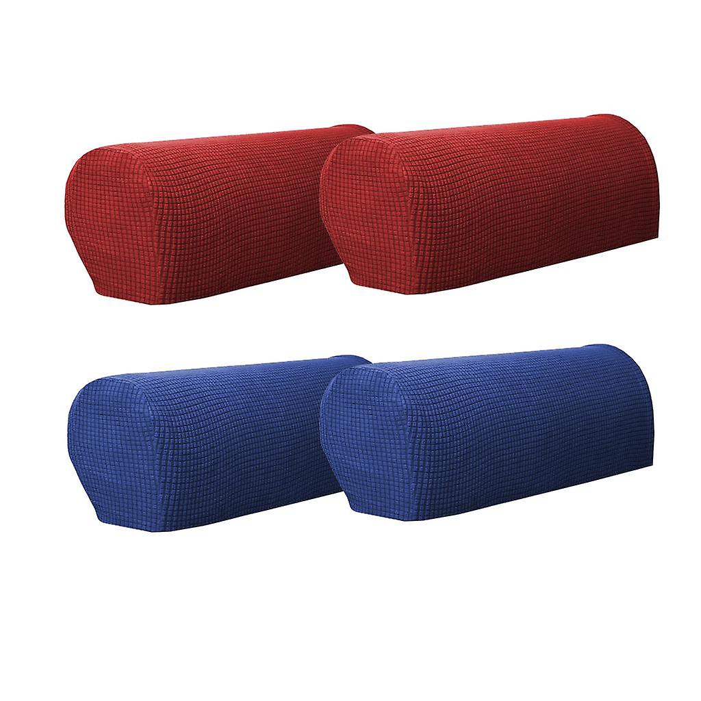 2 Pair(Red &Blue) Sofa Armrest Covers Armchair Slipcovers Protector