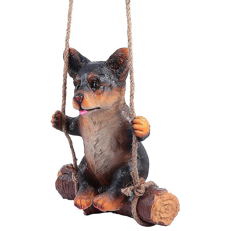 21X16x24cm Black Swing Sets & Playsets Swing Simulation Resin Dog Outdoor Garden Statue Landscape Ha