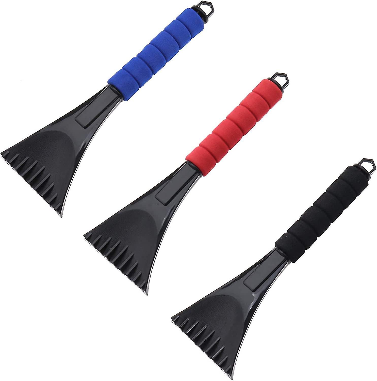 3pcs Car Windshield Ice Snow Scraper Set With Eva Foam Grip Handle 3 Assorted Colors For Freeze Snow Removal Tool For Auto