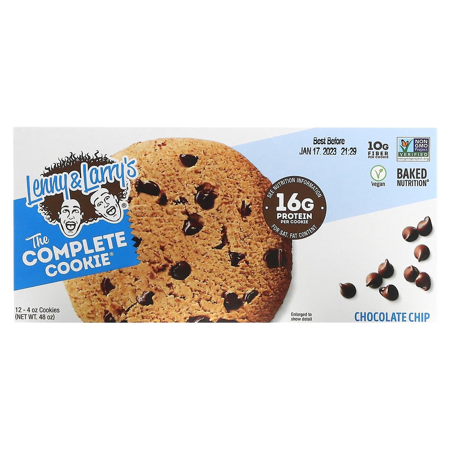Lenny & Larry's, The COMPLETE Cookie, Chocolate Chip, 12 Cookies, 4 oz (113 g) Each