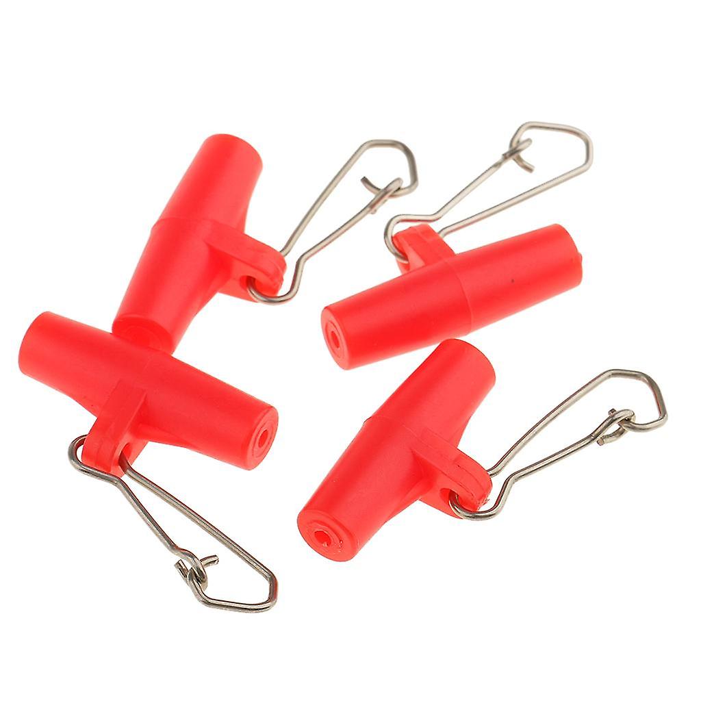 20Pcs Fishing Sinker Slides with Hooked Snap Connector for Braid Line L Red