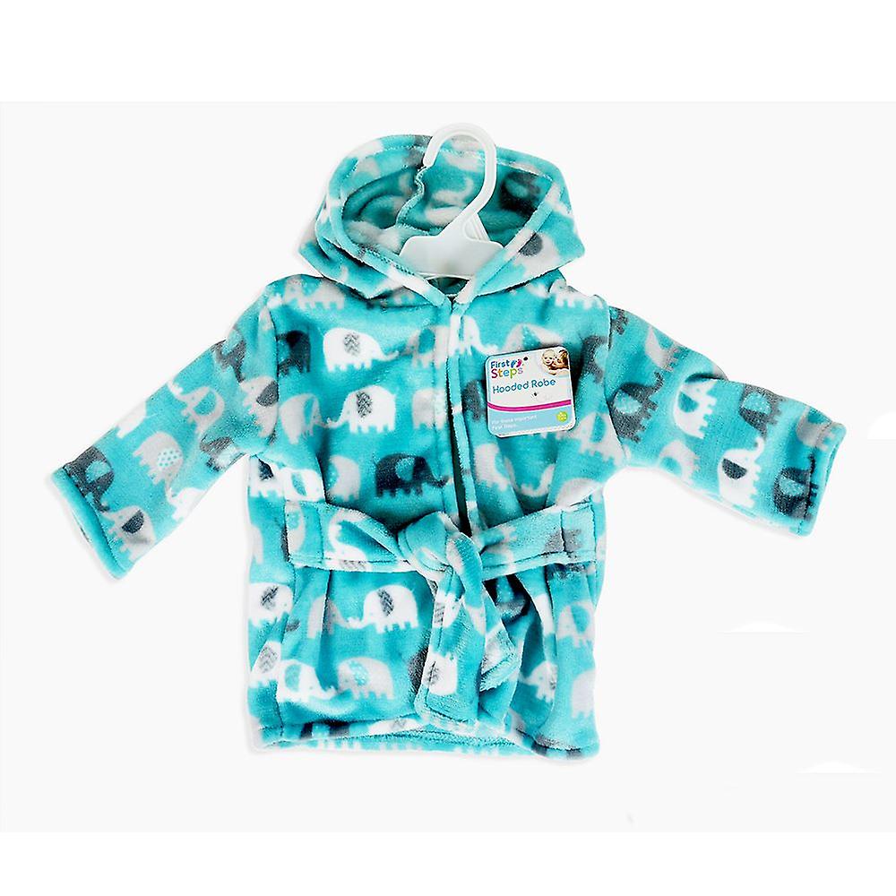 First Steps Baby Hooded Robe One Size Elephant Design