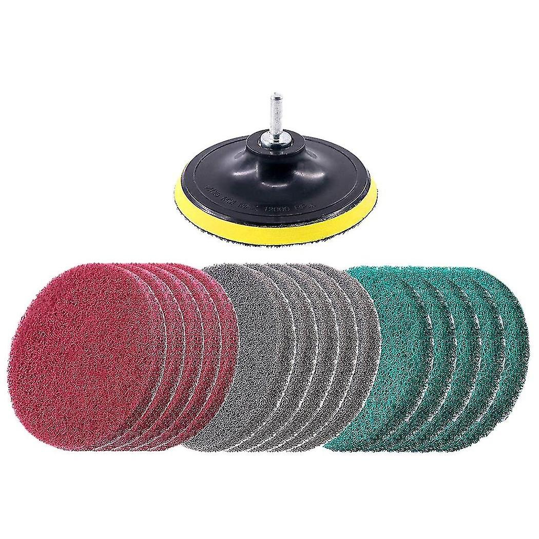 16pcs 5inch 3 Different Color Scrubbing Pads Drill Powered Brush Tile Scrubber Scouring Pads Cleani