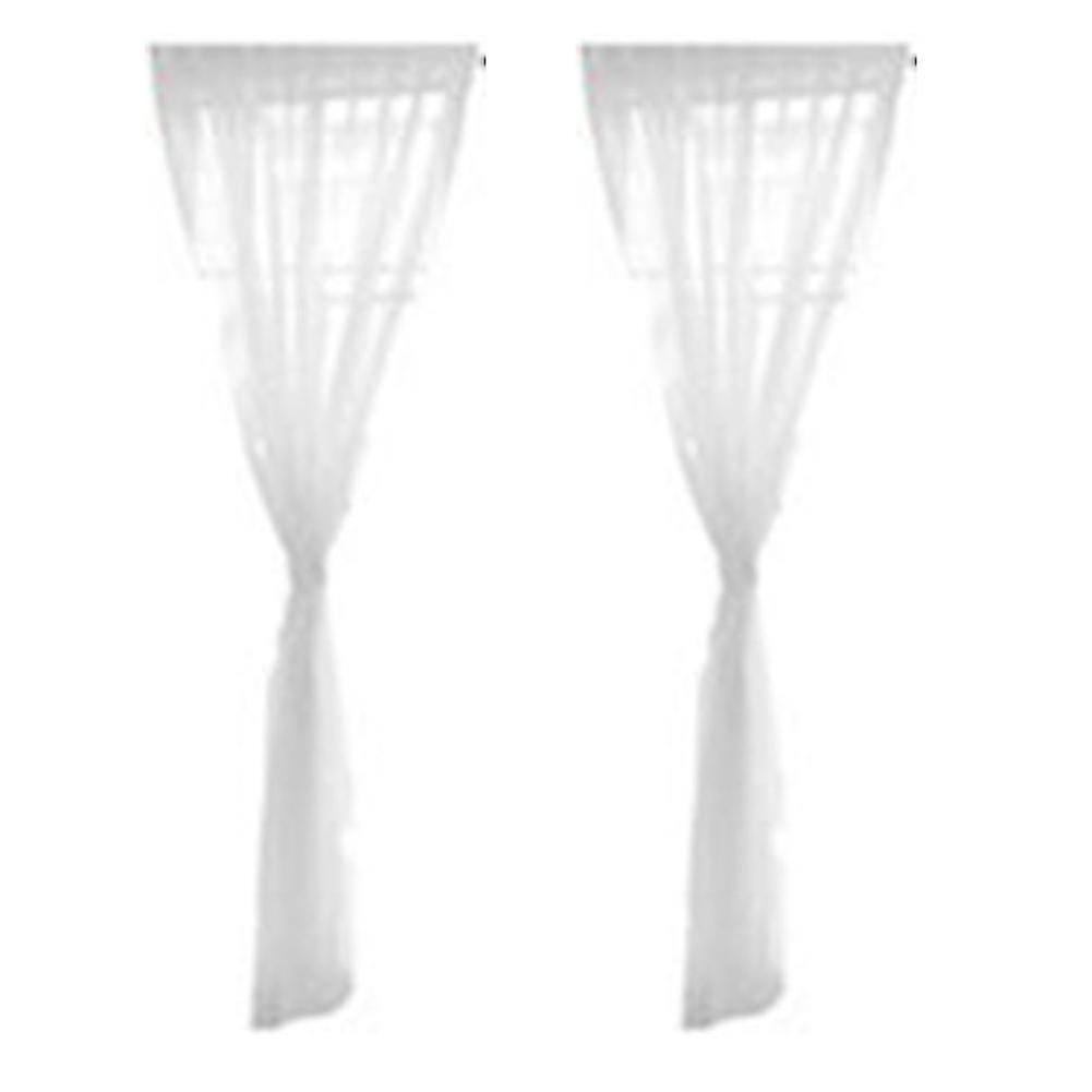 2 Pcs Pure Color Tulle Door Window Curtain Drape Panel Sheer Scarf Valances