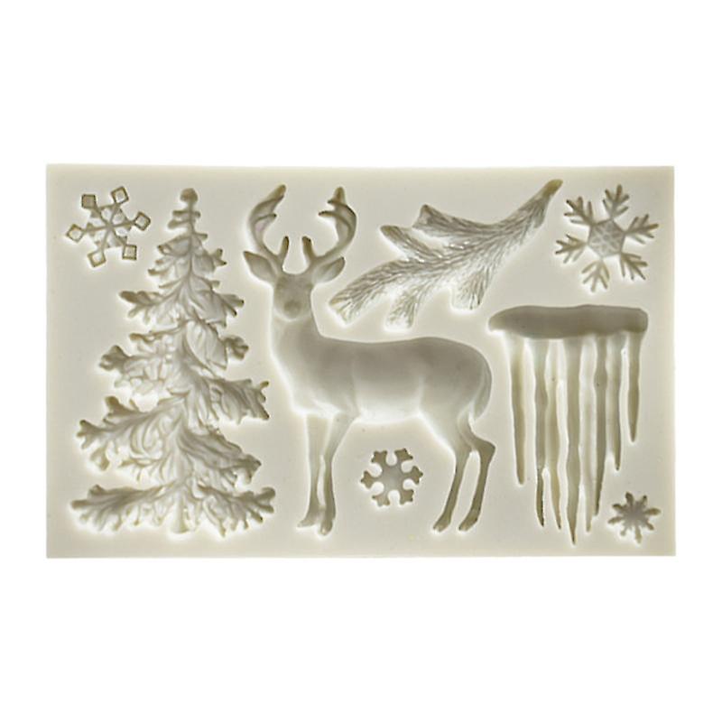Cake Decor Mold Non-stick Safe Silicon Christmas Elk Elements Cake Molds for Baking