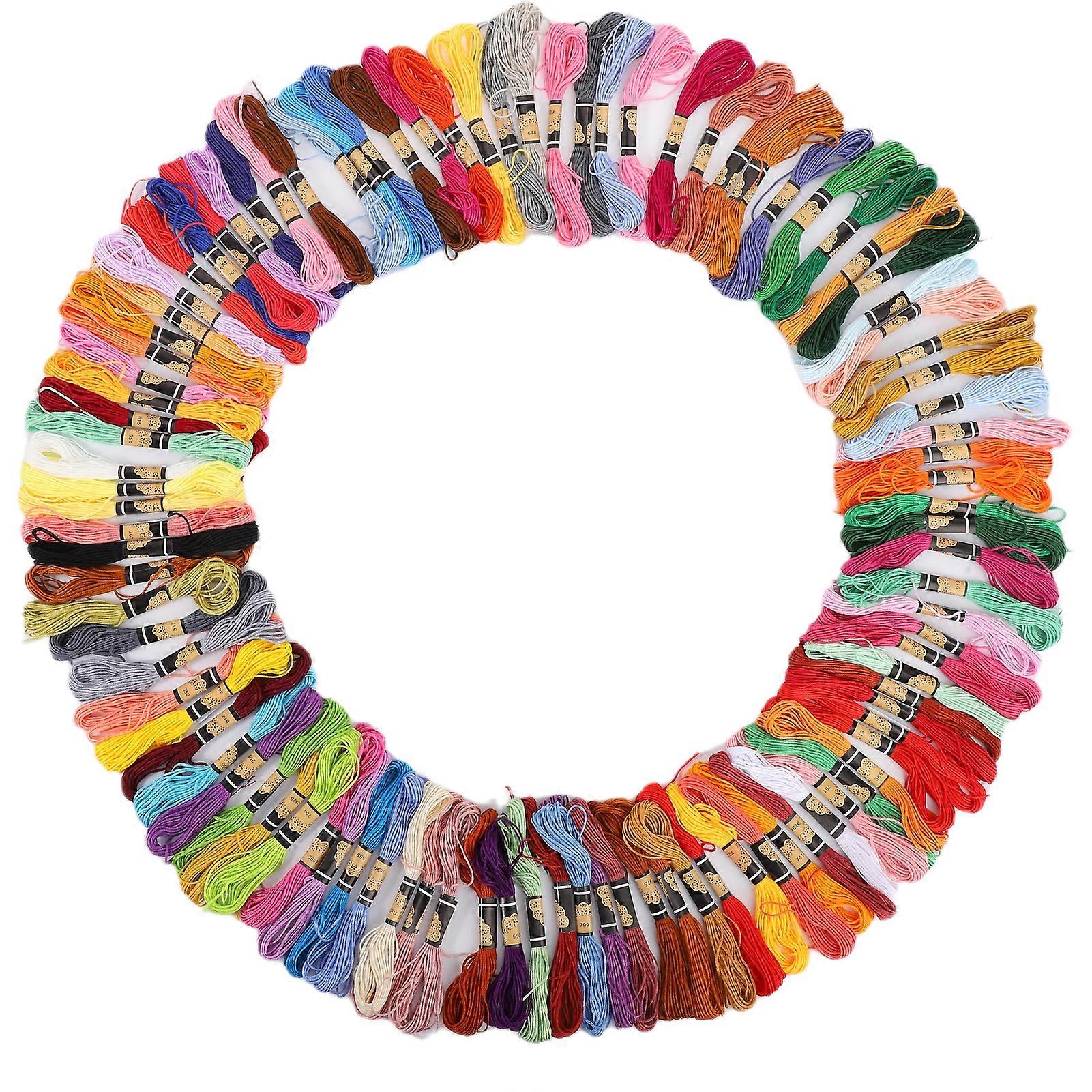 100Pcs Embroidery Thread CrossStitch Floss MultiColor Polyester Cotton Skeins 8 Meter