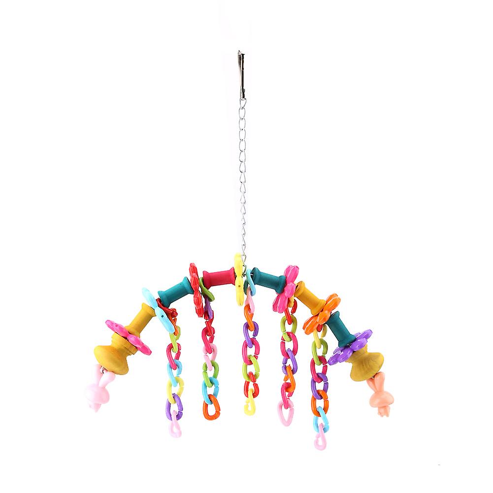 Bell-Equipped Wooden Chew Toy for Medium to Large Parrots