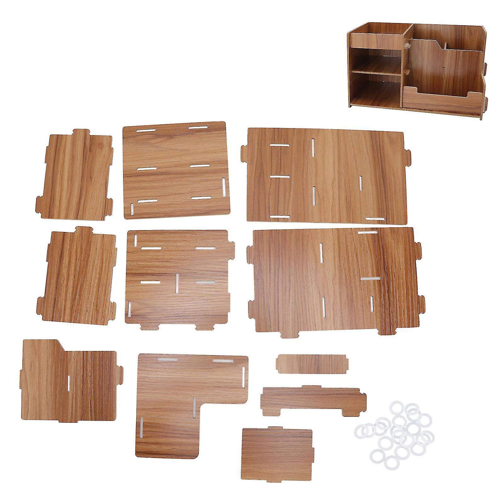 Multi-Layer Wooden Desk Organizer for Home and School Use