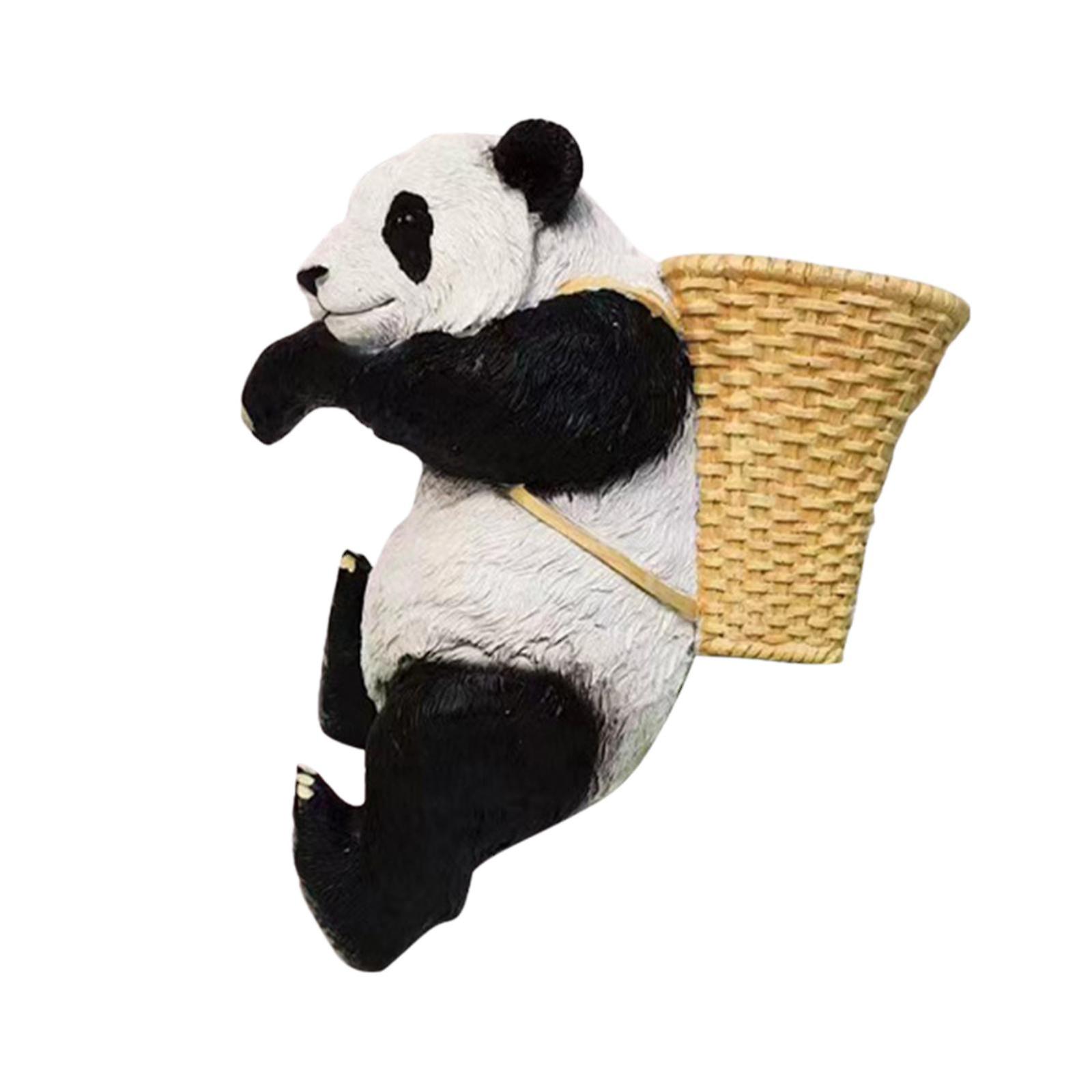 Resin Panda Figurines Garden Sculpture for Patio Courtyard Housewarming Gift