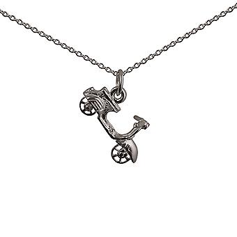 Silver 11x20mm Scooter Pendant with a rolo Chain 24 inches
