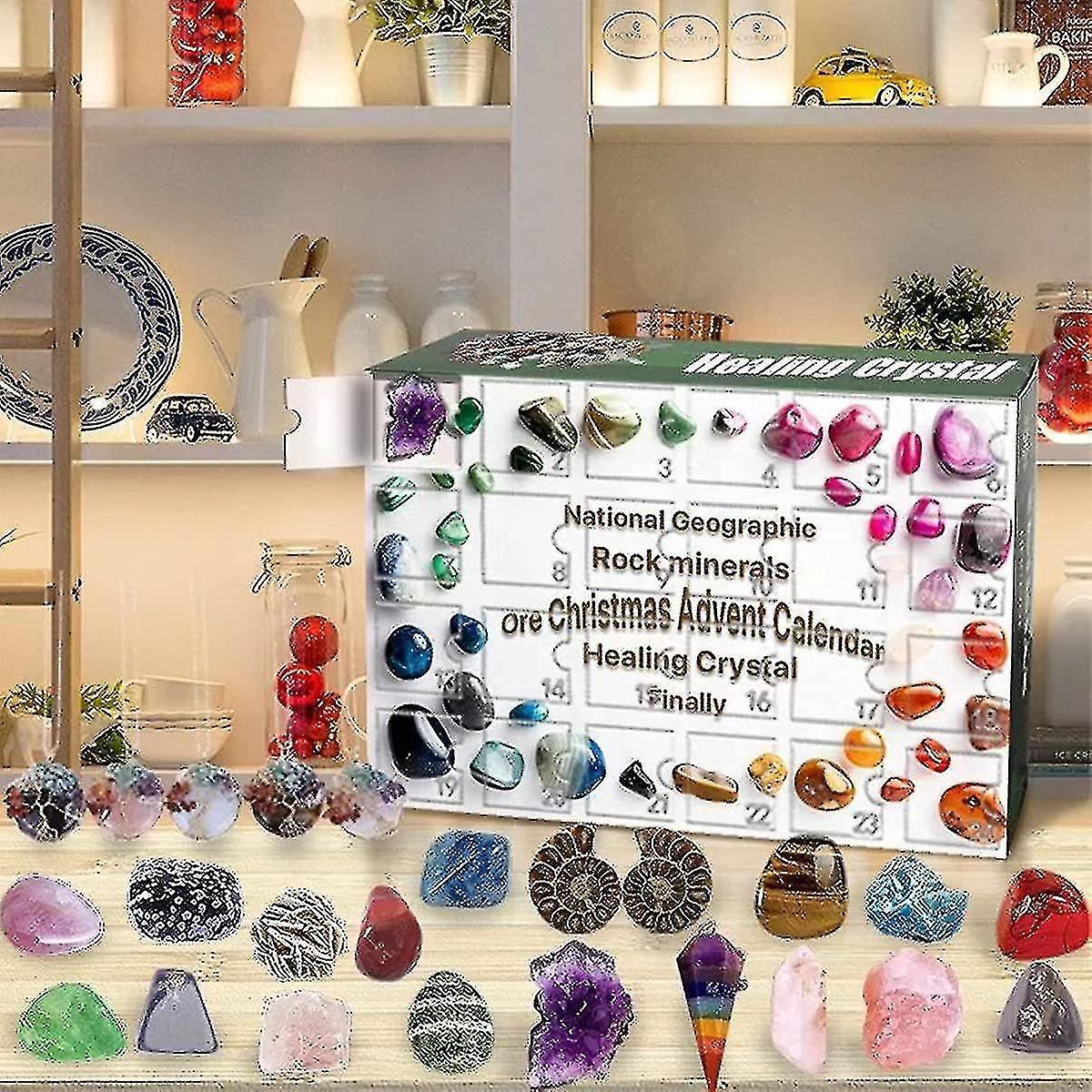 Advent 2023 - Countdown 24 Pcs Rocks, Minerals, Gemstones And Crystals For Explore Learning
