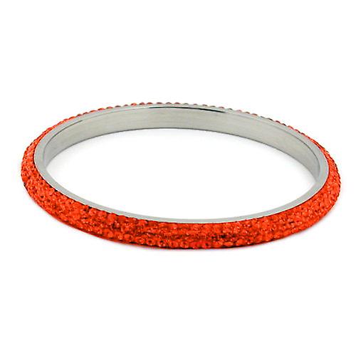 Bracelet 75x6,5mm metal with 4 rows of glass stones red-orange