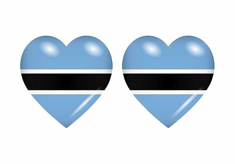 2x Stick sticker heart flag BW botswana