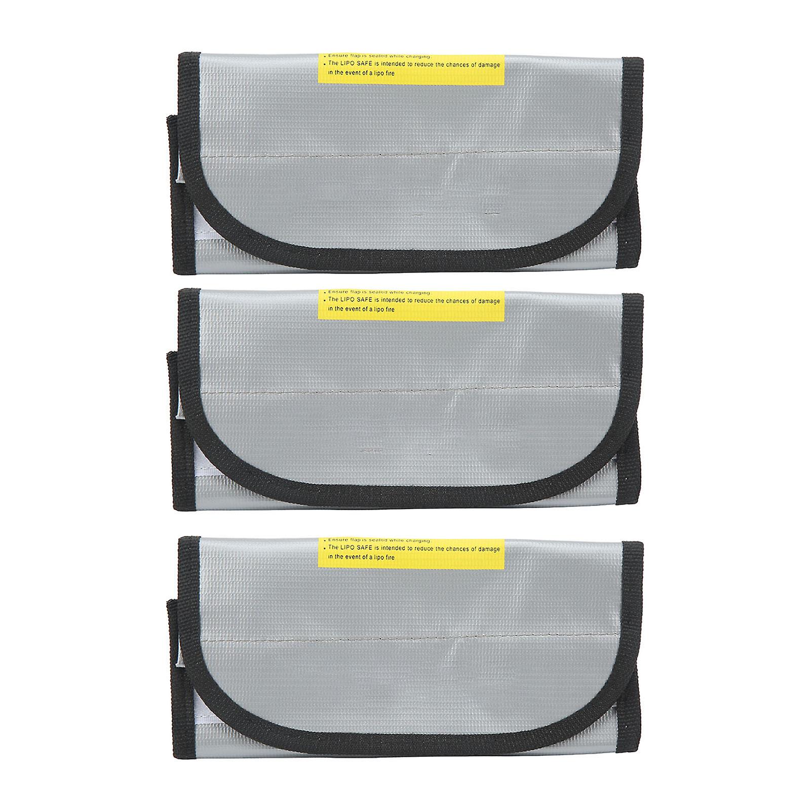 3Pcs Lipo Battery Safe Bag Fireproof Explosionproof Practical Safe Protection Bag for Storage Charging 