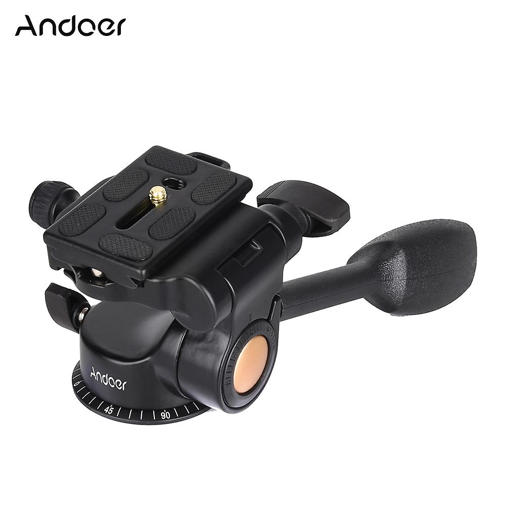 Andoer Q08 Video Tripod Ball Head 3-way Fluid Head Rocker Arm with Quick Release Plate for DSLR Came