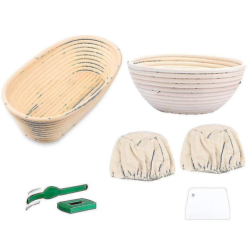 6pcs Banneton Proofing Bread Basket With Removable Liner And Scraper For Baking -ys