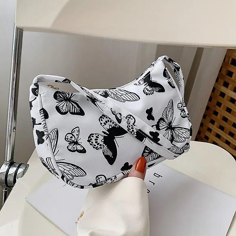 Handbag Women Shoulder Bag Fashion Animal Pattern Print Bag Casual Nylon Butterfly Leopard Zebra Cow Print Women Handbag Underarm Bags