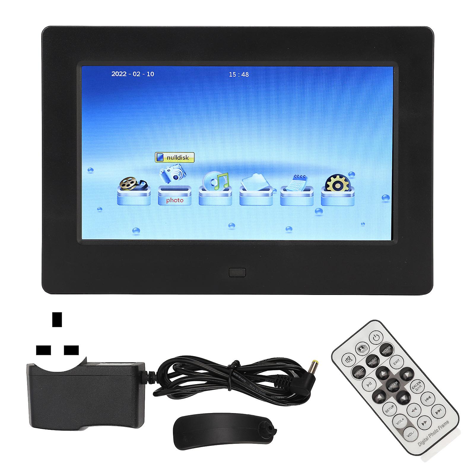 7" Digital Photo Frame UK Plug: Multifunctional Display, Video & Music Playback, Remote Control