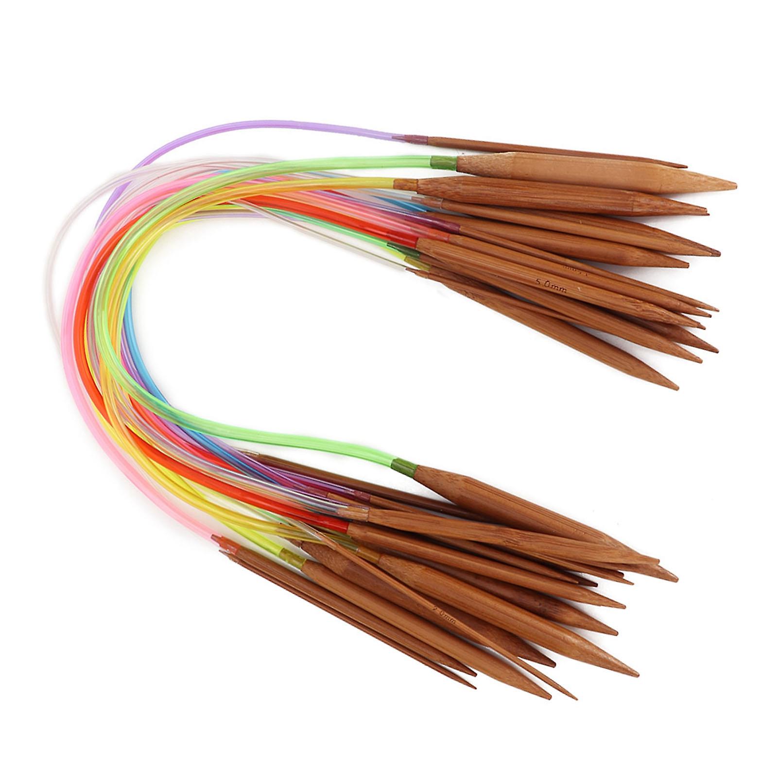 Multicolor Plastic Pipe Carbonized Double Annular Bamboo Sweater Needles(40 cm/15.7 in)