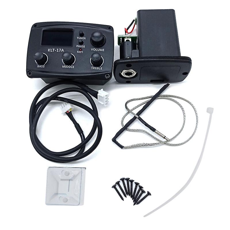G92f 3 Bands Acoustic Guitar Pickup Klt17a Preamp Lcd Screen Tuner Piezo Pickup Guitar Bass Pickup For Muscial Beginners