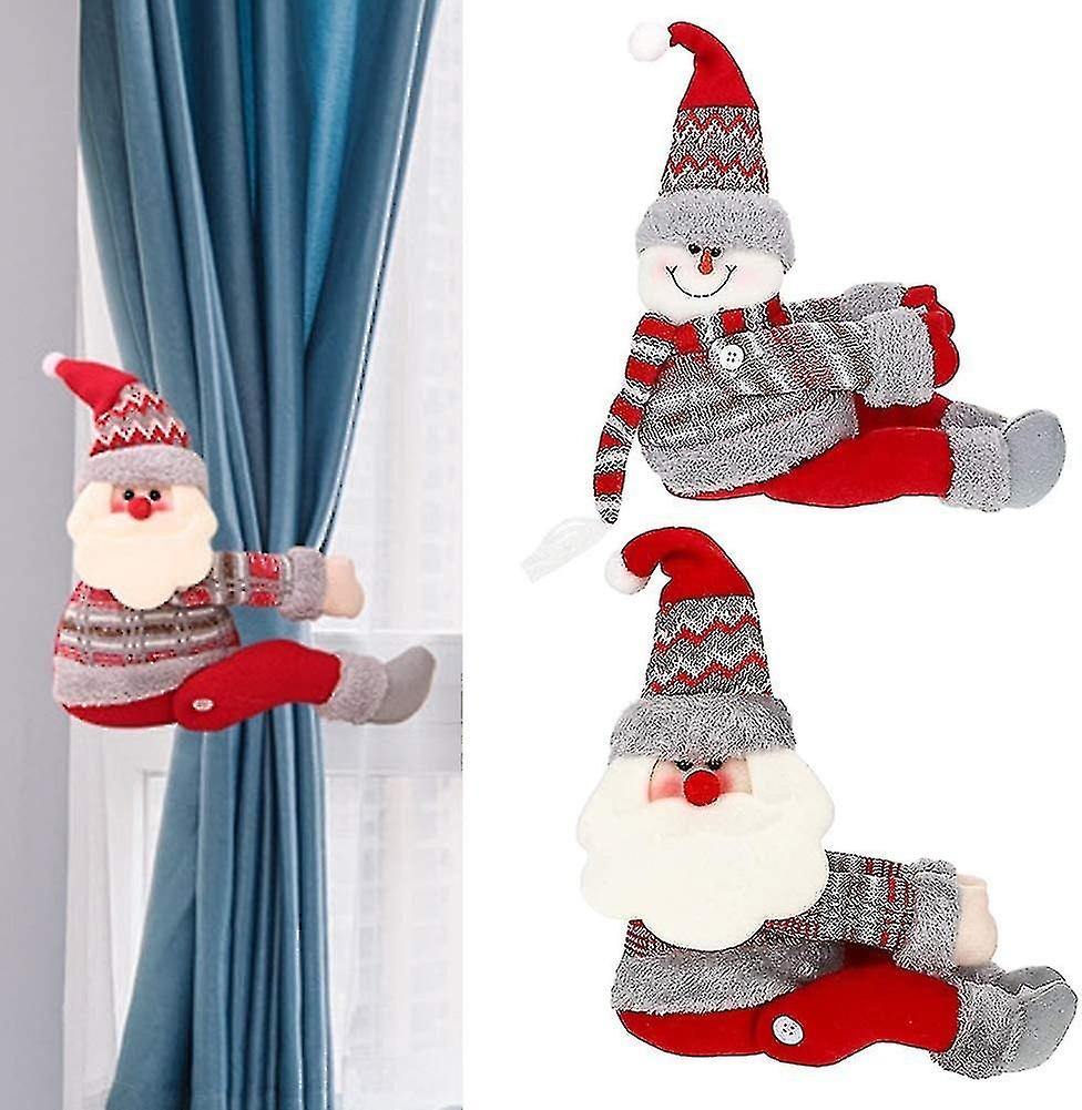 Pack of Christmas Curtains with Ties Cartoon Doll Curtains with Tie Curtains Wanke