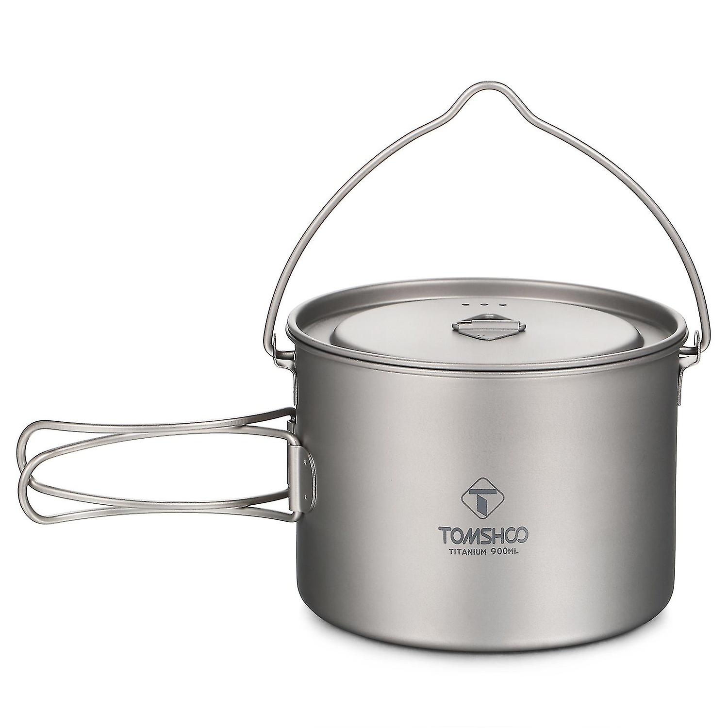Tomshoo Titanium Pot 750ml / 900ml / 1100ml / 1600ml / 2000ml / 2800ml Pot suspendu ultraléger avec couvercle et fol