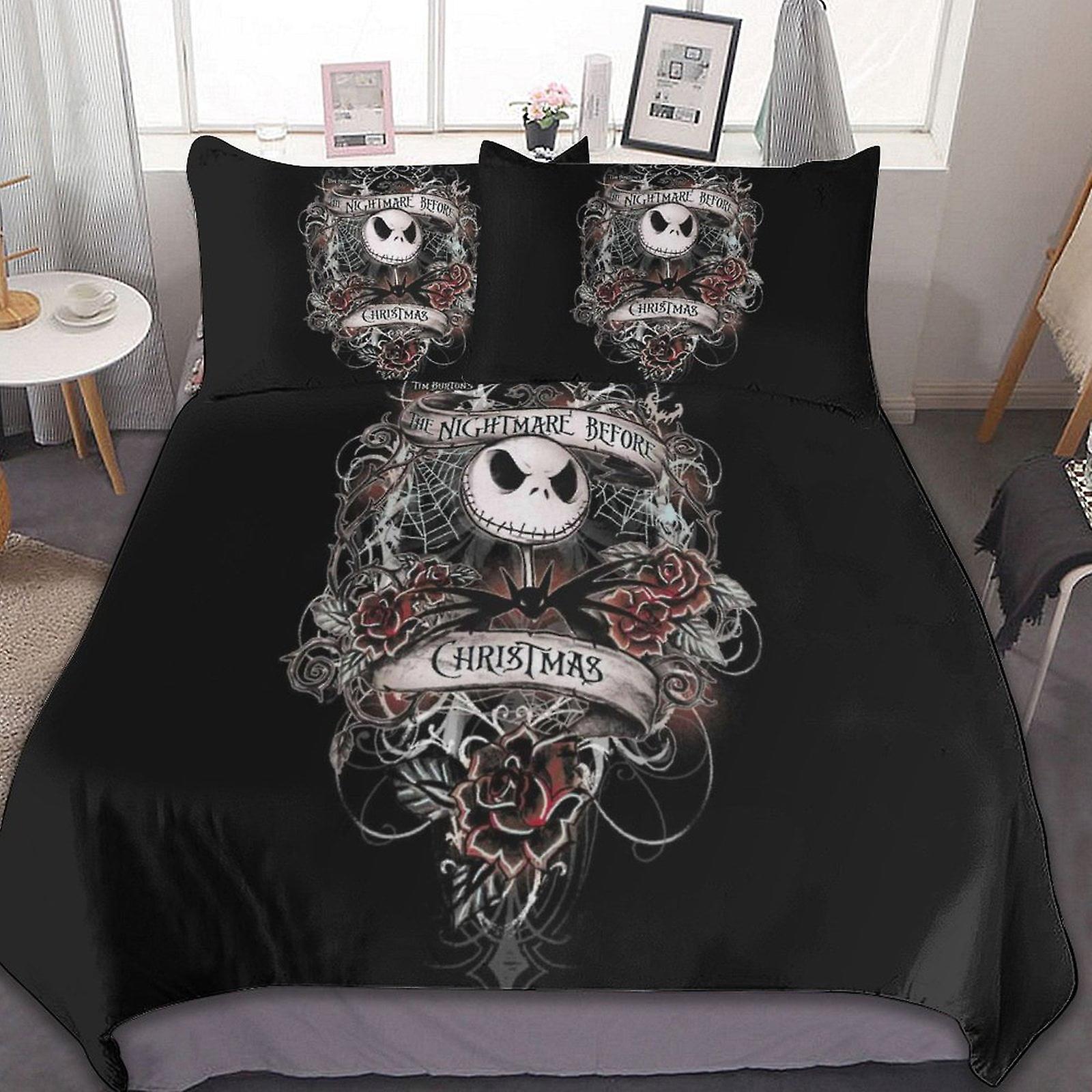 الكابوس قبل عيد الميلاد 3 قطع ملاءات السرير مجموعة غطاء لحاف تنفس مع 2 وسادة شام لينة جميع الفصول مجموعة الفراش