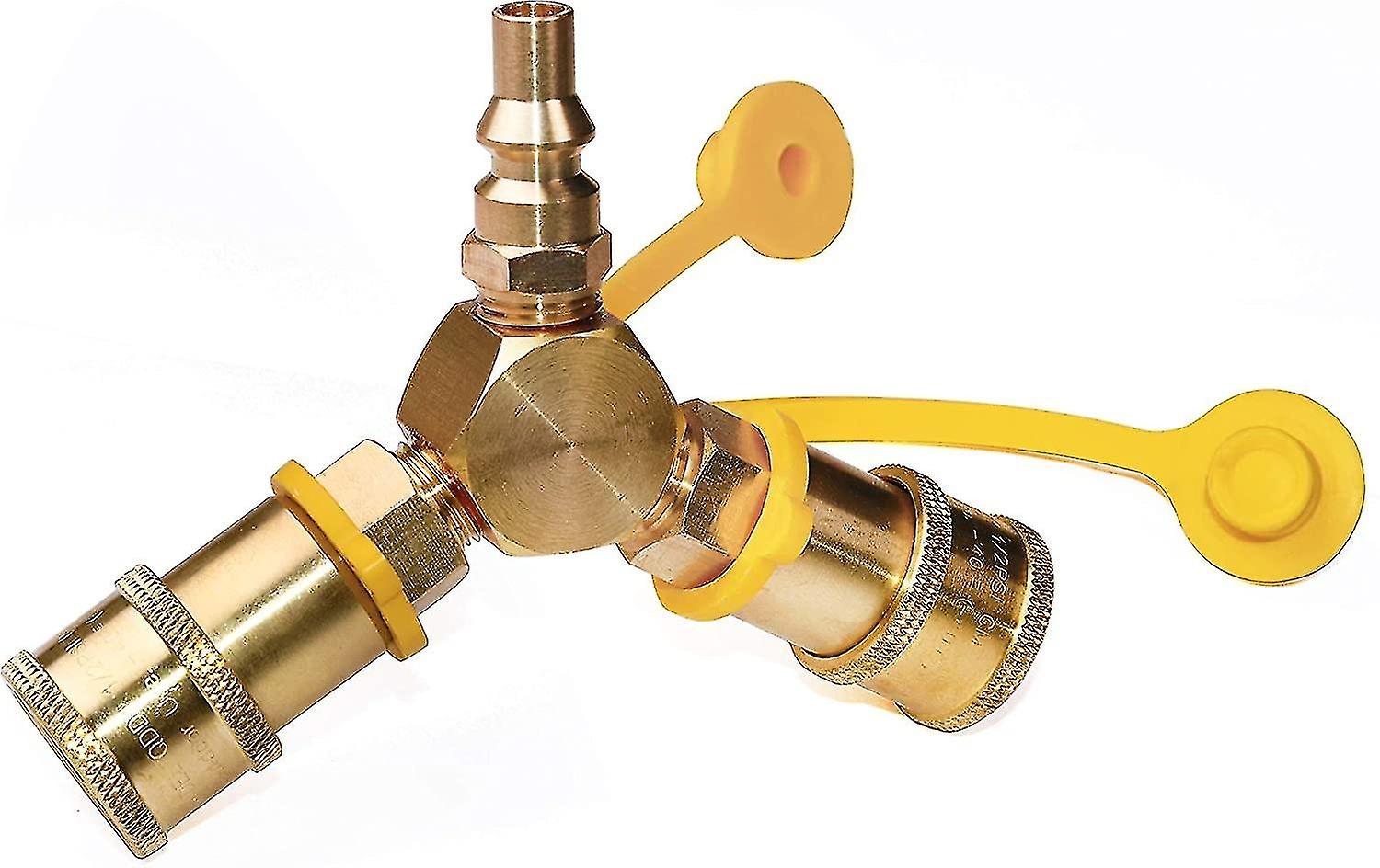 1/4' Rv Propane Quick Connect Y Splitter Adapter 2 Way Lp Gas Adapter