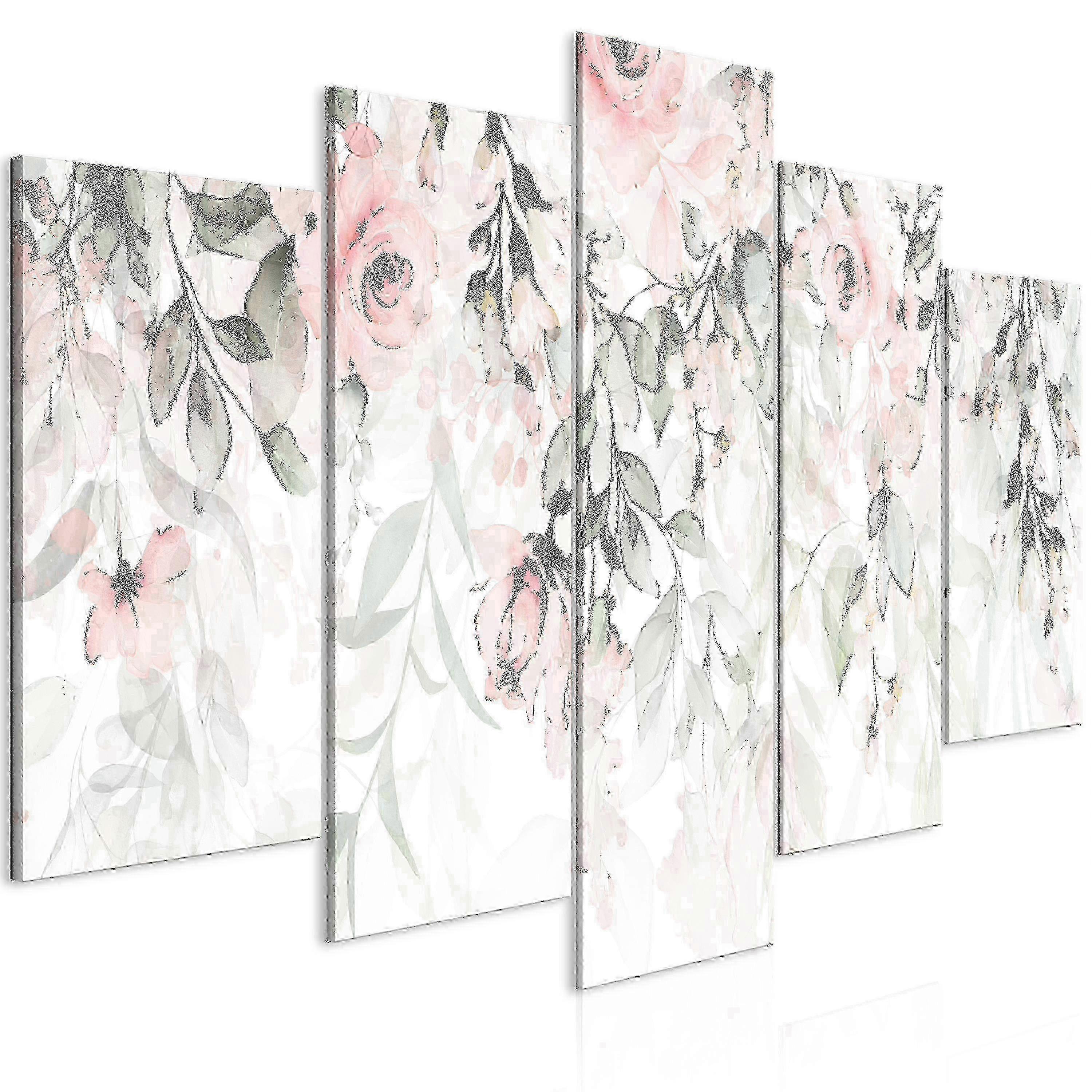 Lærredstryk - Vandfald af roser (5 dele) bred - første variant