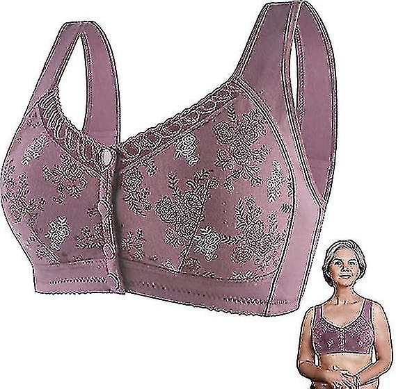 Wm Stylist BH für Senioren Vorderer Verschluss, Glamorette Baumwolle Vorderer Verschluss BH, breite Schultergurte Baumwolle Vorderer Verschluss BH