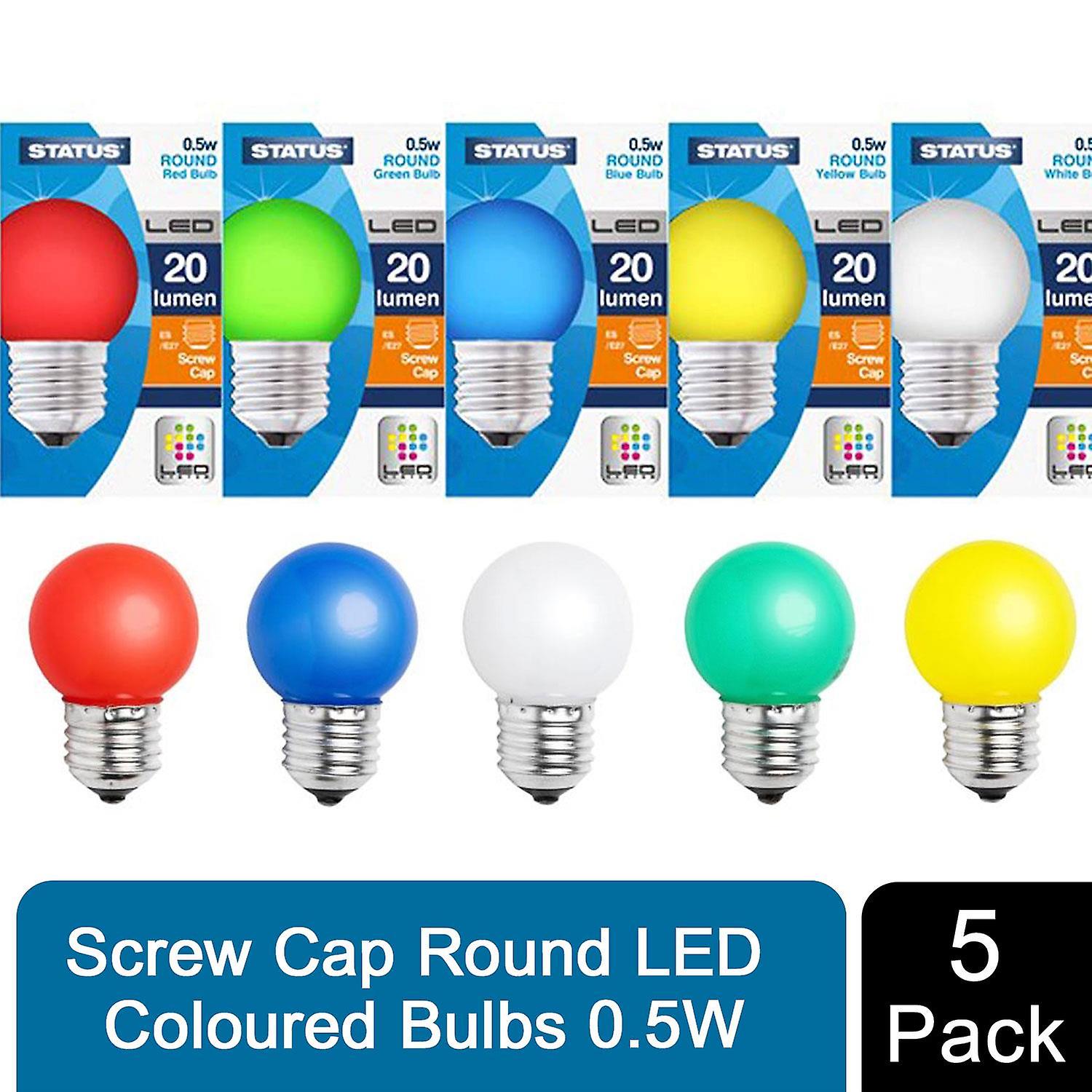 Status LED Assorted Colours Round Leo Bulbs 0.5 W , Pack of 5