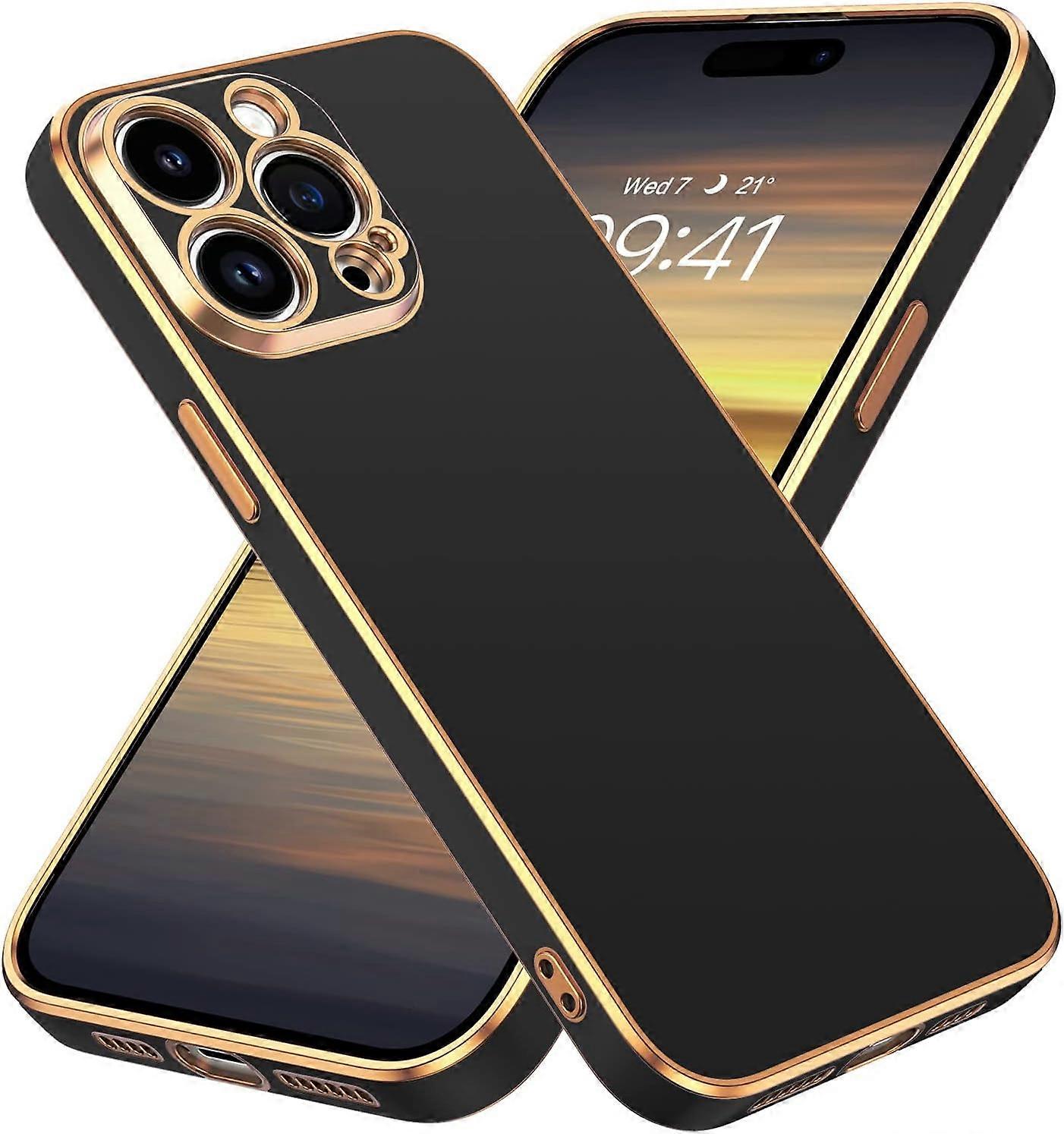 TIANYING Compatible with iPhone 14 Pro Max Case, Slim Luxury Electroplated Bumper Women Men Girl Protective Soft Case Cover with Strap for iPhone 14 P