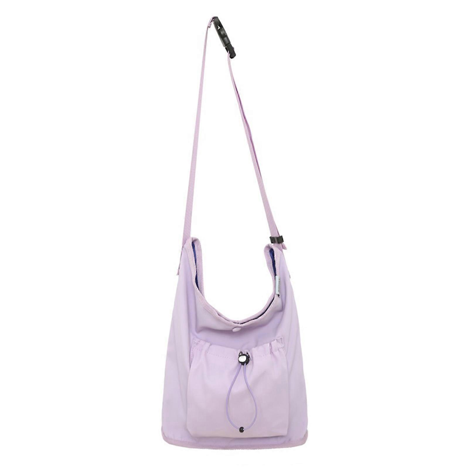 Single Shoulder Bag Large Capacity Button Drawstring Closure Nylon Shoulder Messenger Bag Purple Free Size