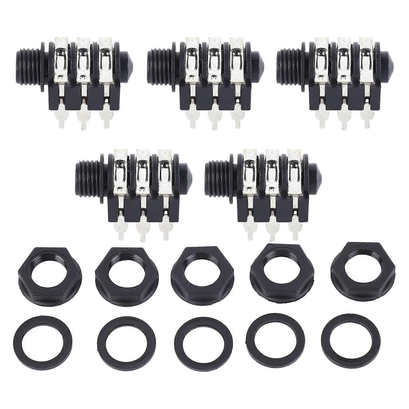 5pcs Stereo Jack Socket 6.35mm 6p Microphone Connector Pickup Jack Socket For Replacement Forward